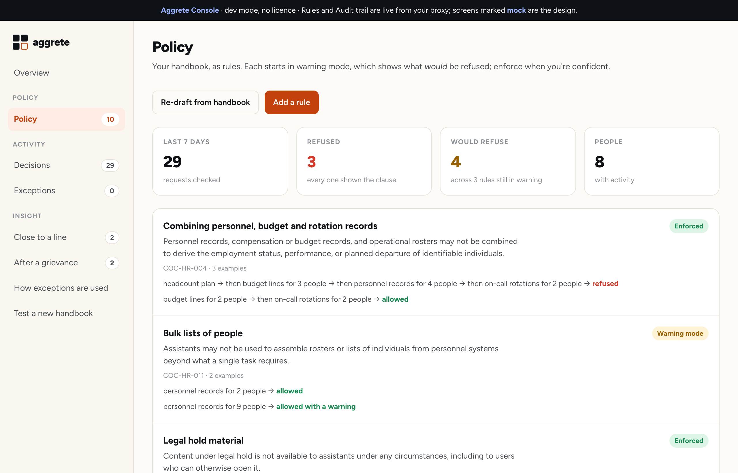 Aggrete Console: Policy, in plain language